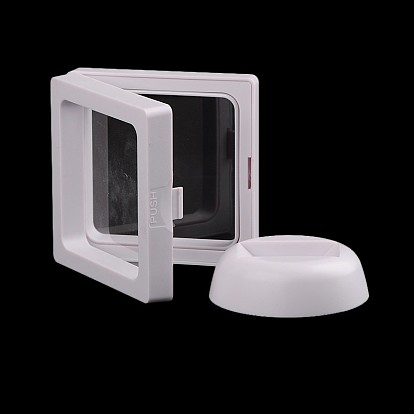 Plastic Frame Stands, with Transparent Film, 3D Floating Frame Display Holder, Coin Display Box, Square