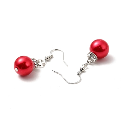 Cadeau de valentines pour le verre de petite amie bijoux en perle boucles d'oreilles et bracelets fixe, Moyen-Orient avec strass et crochets d'oreilles en laiton, bracelets: 55 mm, boucles d'oreilles: 40 mm