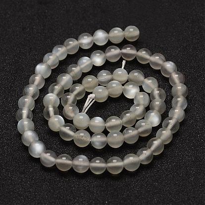Natural Grey Moonstone Beads Strands, Grade AA, Round