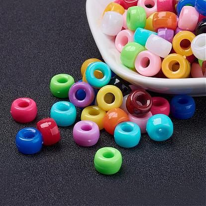 Opaque Acrylic European Beads, Barrel, 9x6mm, Hole: 4mm