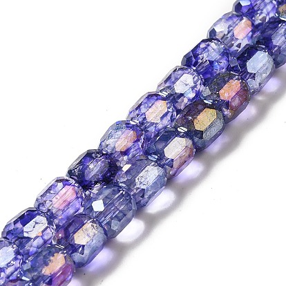 Electroplate Transparent Glass Beads Strand, AB Color Plated, Faceted, Column