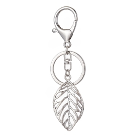 Alloy Leaf Charm Keychain, with Lobster Claw Clasp