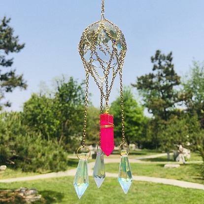 K9 Glass Pendant Decorations, Hanging Suncatchers, for Home Garden Decorations, Cone & Bullet