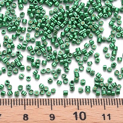 Plated Glass Cylinder Beads, Seed Beads, Metallic Colours, Round Hole