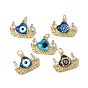 Brass Micro Pave Clear Cubic Zirconia Pendants, with Eye Resin and Jump Rings, Lead Free & Cadmium Free, Boat with Heart Charm, Real 18K Gold Plated