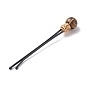 Eco-Friendly Copper Wire Wrapped Round Gemstone Hair Bobby Pin, with Stainless Steel Findings