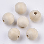 Perles en bois naturel non fini, perles rondes en bois grand trou pour makin artisanal