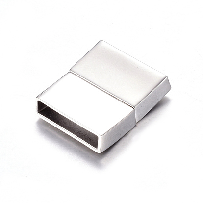 304 Stainless Steel Magnetic Clasps with Glue-in Ends, Ion Plating (IP), Rectangle