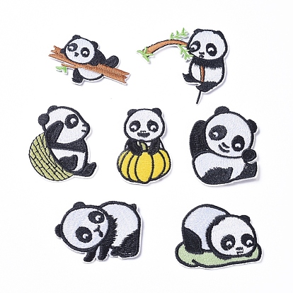 Panda mignon tissu de broderie informatisé fer sur / coudre sur les patchs, accessoires de costume appliques, pour sacs à dos, vêtements