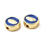 Brass Enamel Beads, Flat Round with Virgin Mary, Real 18K Gold Plated