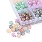 300pcs 12 hebras de perlas de vidrio craquelado translúcido de colores, con polvo del brillo, rondo
