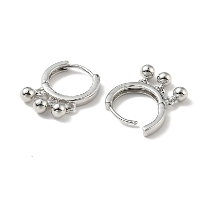 Латунные серьги-кольца с тройным шариком для женщин, без свинца, без кадмии и без никеля