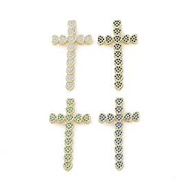 Real 18K Gold Plated Brass with Glass Pendants, Cross