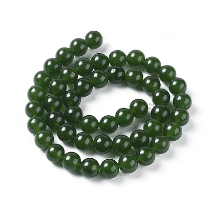 Hilo de abalorios/cuentas de jade natural, teñido, la imitación de jade de Taiwán, rondo