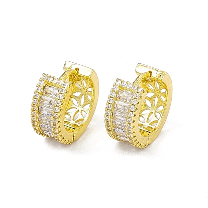 Arracadas rectangulares con circonitas cúbicas, joyas de latón chapado en oro real 18k para mujer, sin plomo y cadmio