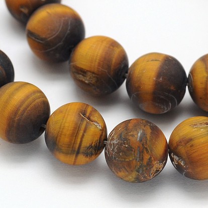 Frosted Round Natural Yellow Tiger Eye Beads Strands