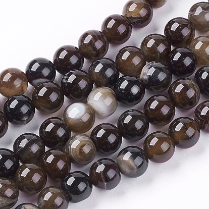 Natural Agate Beads Strand, Round, Dyed, 8mm, Hole: 1mm, about 48pcs/strand, 14.96 inch