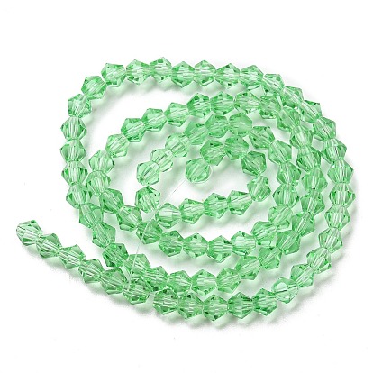 Chapelets de perles en verre transparentes  , facette, Toupie