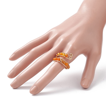 Круглое кольцо-манжета из окрашенного натурального агата с бусинами, экологически чистое кольцо из медной проволоки для женщин, долговечный