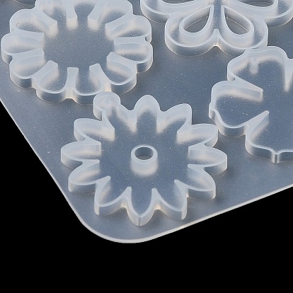 Moldes de silicona para colgantes diy de flores/copos de nieve/hojas, moldes de resina, para resina uv, fabricación artesanal de resina epoxi, whitesmoke