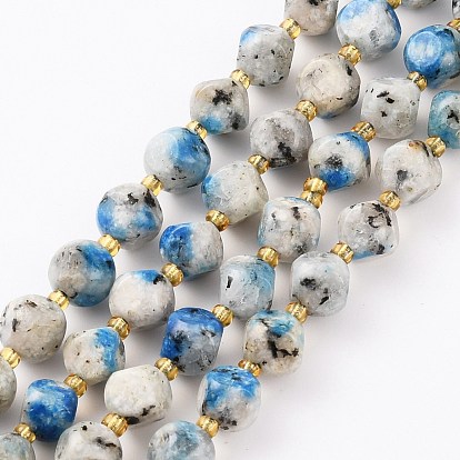 Brins de perles en pierre naturelle k 2, avec des perles de rocaille, dés célestes à six faces, facette