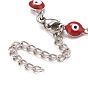 Enamel Oval with Evil Eye Link Chains Bracelet, 304 Stainless Steel Jewelry for Women