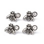 Gemstone Bee Stud Earrings, Antique Silver Alloy Earrings with Brass Pins for Women