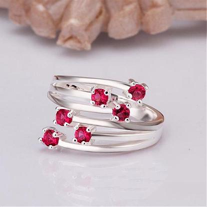 Simple Fashion Style Brass Hollow Cubic Zirconia Rings