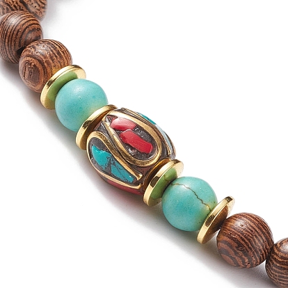 3 шт. 3 стильные браслеты из натуральных и синтетических смешанных драгоценных камней и дерева с индонезийскими бусинами для женщин