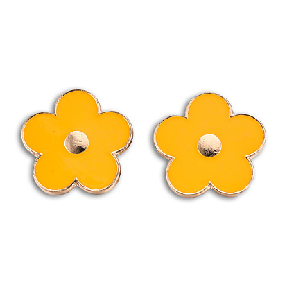 Flower Shape Enamel Pin, Light Gold Plated Alloy Badge for Backpack Clothes, Nickel Free & Lead Free