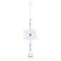 AB Color Glass Snowflake Pendant Decorations, Glass Round/Cone/Horse Eye/Diamond Charms and Iron Ring Suncatcher Window Hanging Ornament