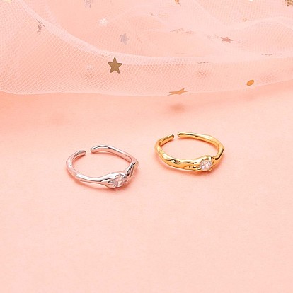 925 открытое кольцо-манжета из стерлингового серебра, простое тонкое кольцо из прозрачного кубического циркония для женщин