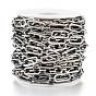 Handmade 304 Stainless Steel Link Chains, Unwelded, with Spool, Oval
