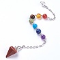 Fashion Natural & Synthetic Gemstone Hexagonal Pointed Dowsing Pendulums, with Brass Findings, Cone/Spike/Pendulum