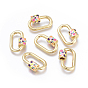 Brass Screw Carabiner Lock Charms, with Enamel, for Necklaces Making, Long-Lasting Plated, Cadmium Free & Lead Free & Nickel Free, Oval, Colorful