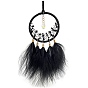 Iron Ring Woven Net/Web with Feather Car Hanging Decoration, with Glass Teardrop Charms, for Car Rearview Mirror Decoration