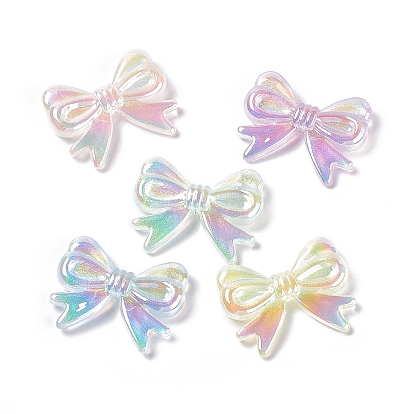 Opaque Acrylic Beads, with Glitter Powder, AB Color, Bowknot