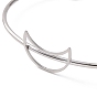 201 Stainless Steel Hollow Out Crescent Moon Open Cuff Bangle, Torque Bangle for Women