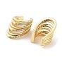 Brass Micro Pave Cubic Zirconia Cuff Earrings, Split Non Piercing Earrings