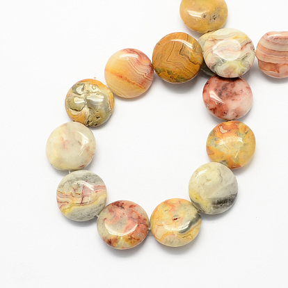 Flat Round Gemstone Natural Crazy Agate Stone Beads Strands