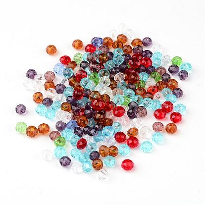 Faceted Rondelle Transparent Glass Beads