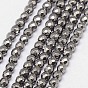 Electroplate Non-magnetic Synthetic Hematite Beads Strands, Faceted, Round, Grade A