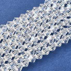 Electroplate Glass Beads Strands, Faceted, Bicone