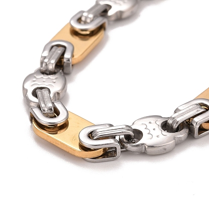 Placage sous vide 304 bracelet chaînes à maillons ovales en acier inoxydable, bracelet bicolore très résistant pour homme femme