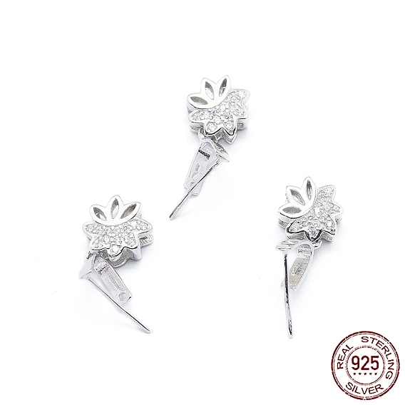 925 colgantes de plata esterlina con picos de hielo pellizcan fianzas, con un claro zirconia cúbico, flor