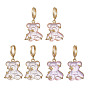 3 par 3 aretes colgantes de oso de resina de color con estrella de diamantes de imitación de cristal, joyas de latón chapado en oro real 14k para mujer