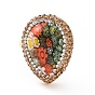 Регулируемая капля лэмпворк с цветочным кольцом со стразами, золотые латунные счастливые украшения для женщин