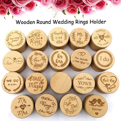 Wooden Ring Boxes, Jewelry Gift Boxes, Column with Pattern