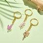 Alloy Enamel Flower Pendant Keychains, with Iron Keychain Ring, Golden