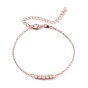 Brass Micro Pave Clear Cubic Zirconia, Chain Bracelets, with Lobster Claw Clasp